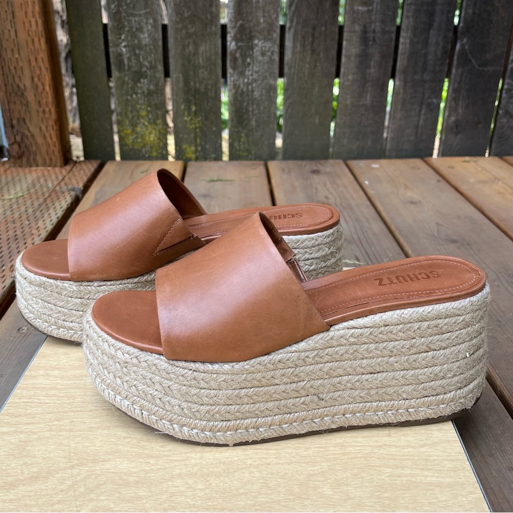 Schutz Marih Weekend Atanado Espadrille Platform Wedge Sandal In Brown Sz 8.5B